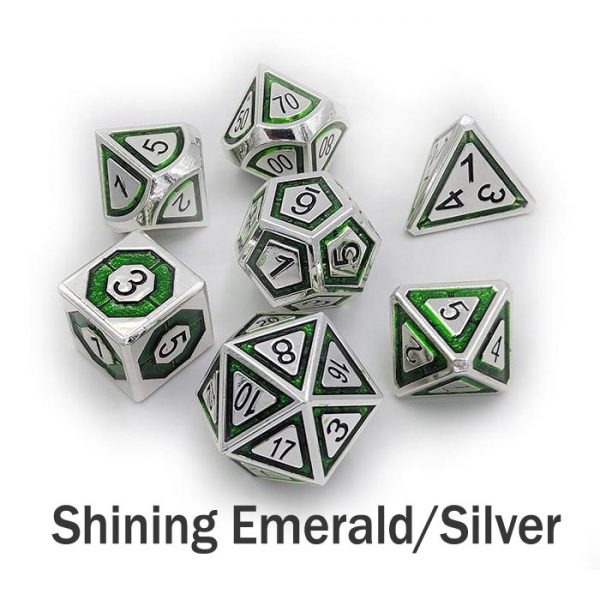 metal gaming dice delux green silver