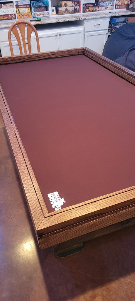 burgundy mat in recessed gaming table