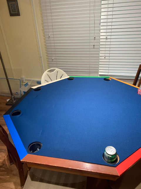 octagonal gaming mat with cup holder holes
